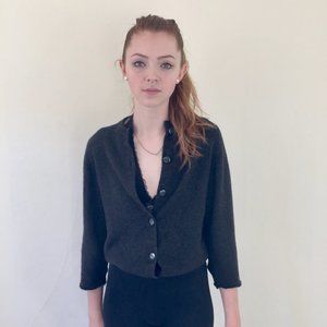 Vintage 3 Ply Gray Cashmere Cardigan Distressed